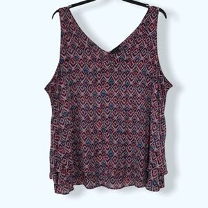 Lane Bryant Pink Patterned Tiered Tank Top Sz 28